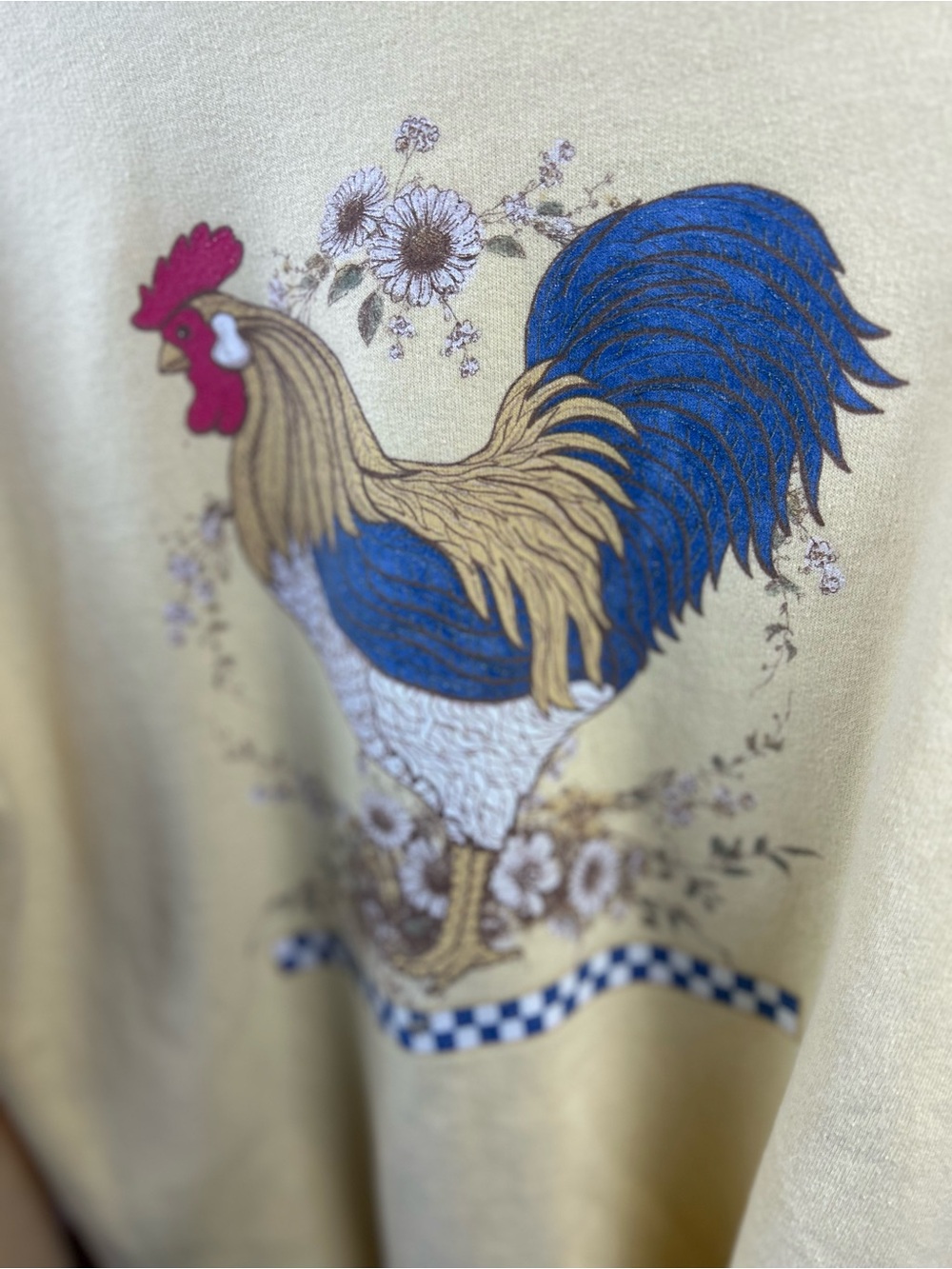 Vintage Rooster Graphic Crewneck Sweatshirt Farmhouse Cottagecore Yellow Size M - Picture 2 of 4